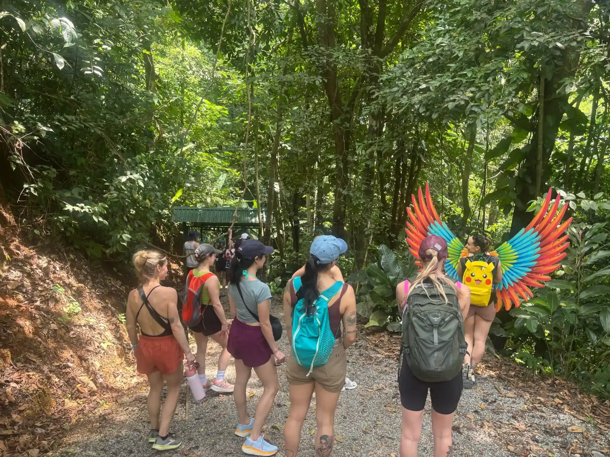 Family hiking on the trails at Vajra Jahra in Costa Rica.