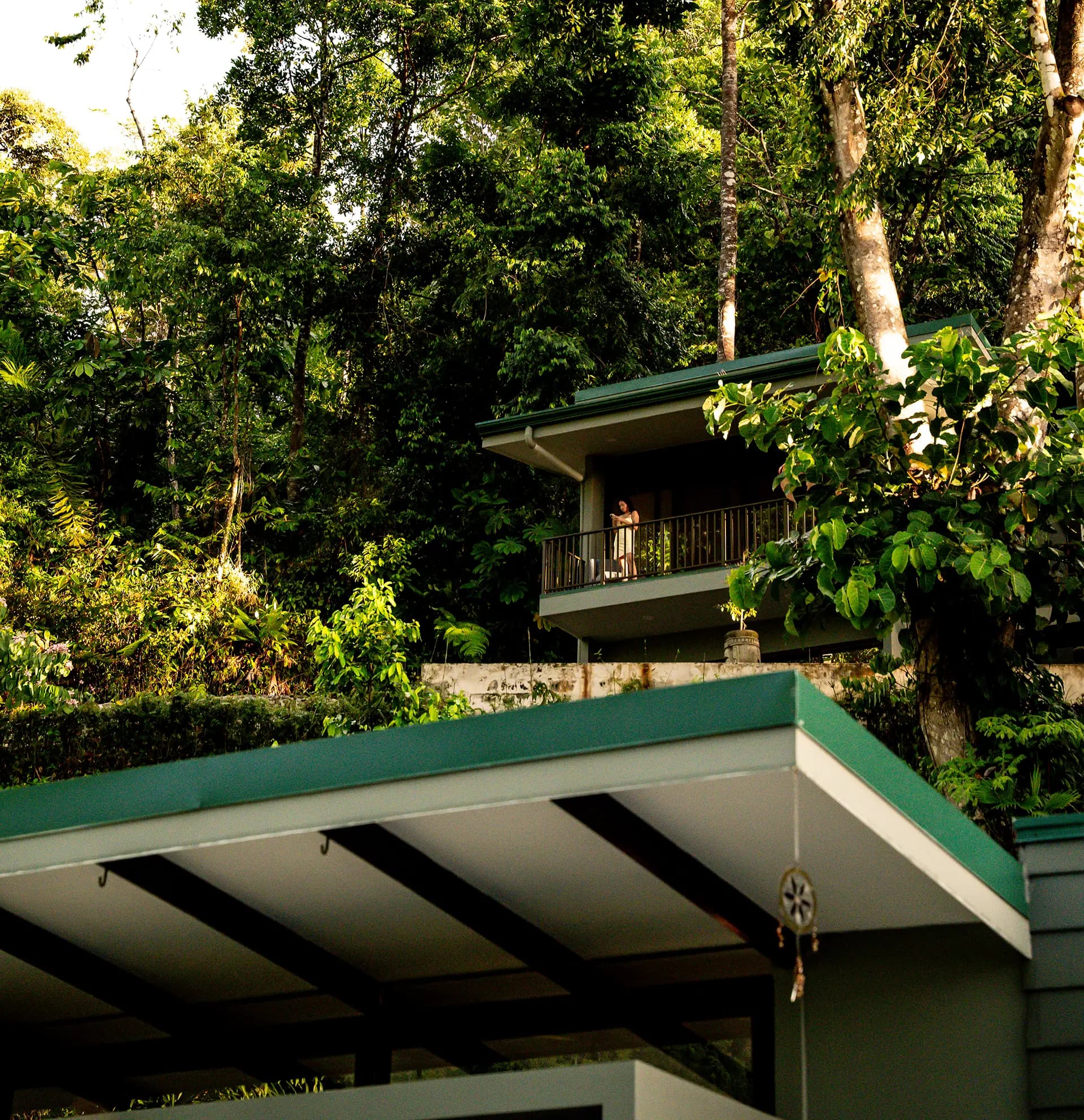 Private villa nestled among the lush tropical surroundings of Vajra Jahra Wellness Retreat Center.