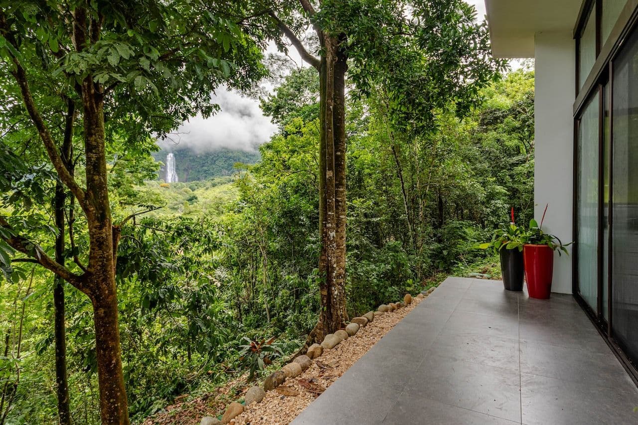 view of the diamante waterfall from costa rica villas for rent