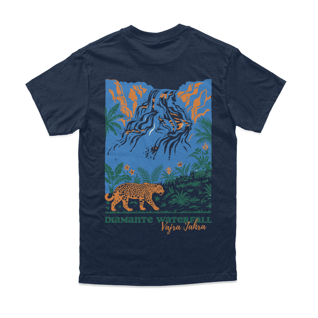 Back of Navy Diamante Waterfall T-Shirt