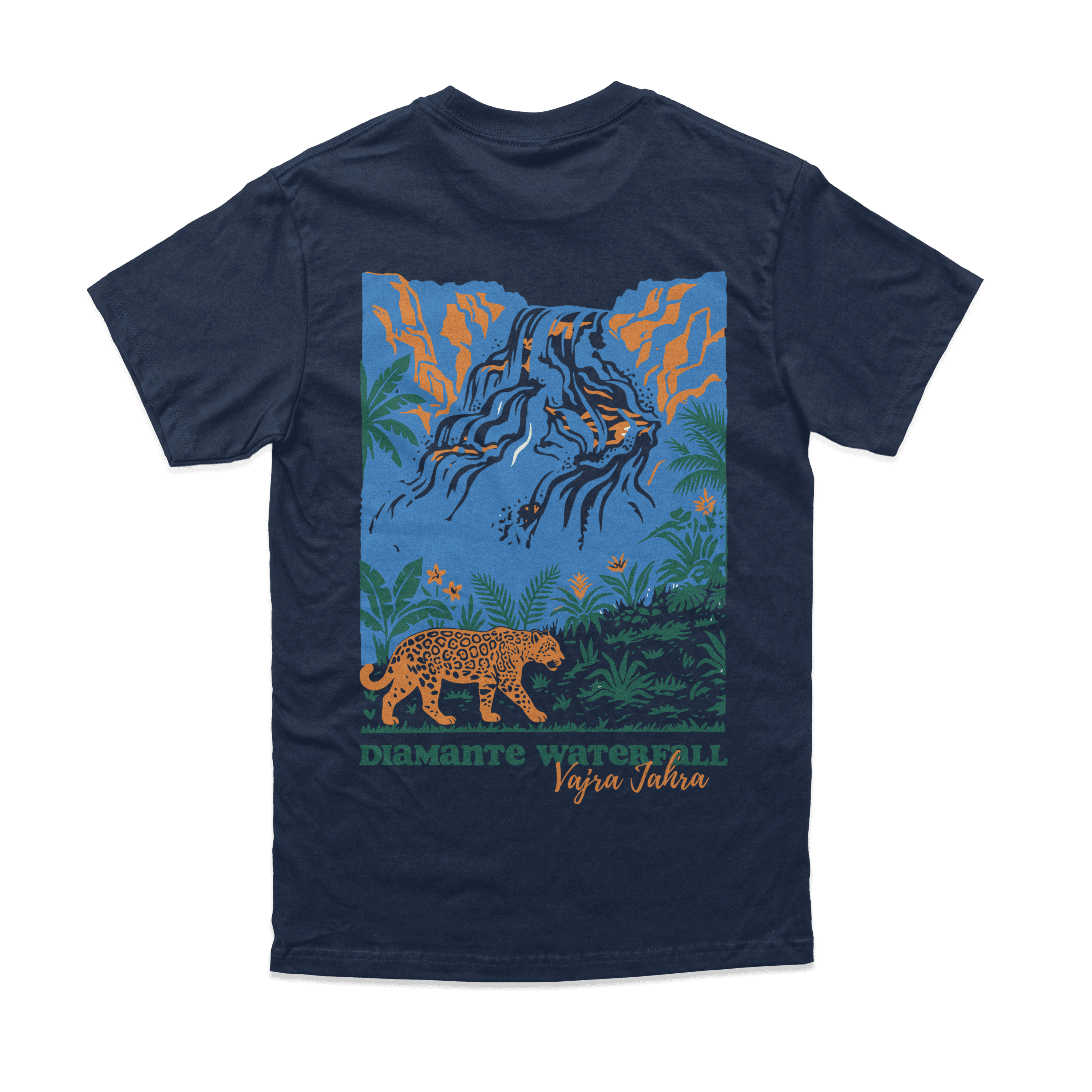 Back of Navy Diamante Waterfall T-Shirt