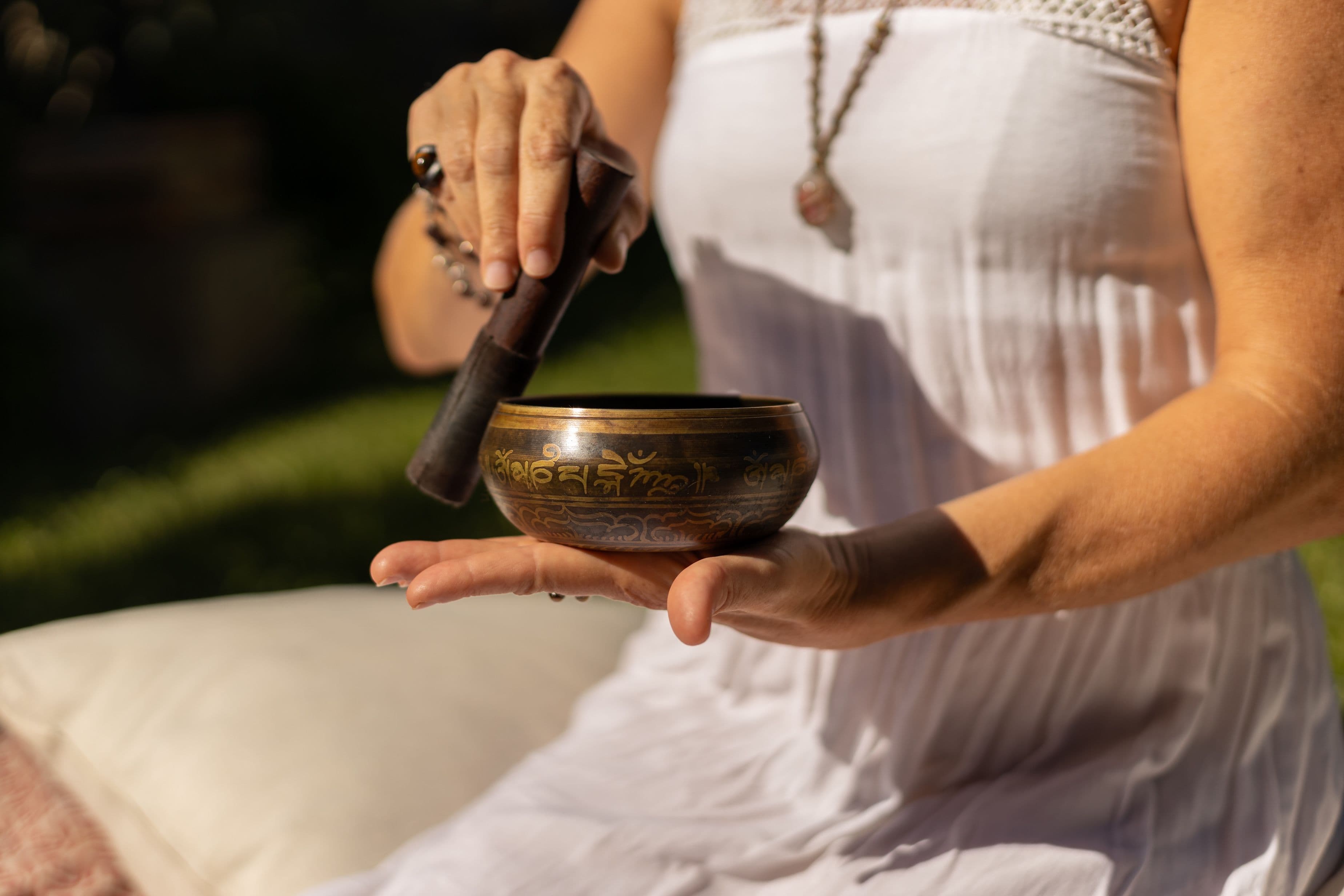 A singing bowl, commonly used in sound healing. Its low frequencies likely play a part in the science behind sound healing.